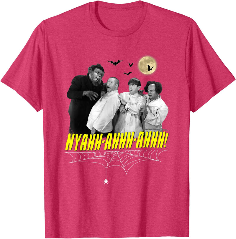 TTS- The Three Stooges NYAHH-Ahhh-Ahhh! Halloween T-Shirt - Red Heather