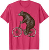 thechicgeek Bear on Bike Cute Grizzly Bicycling T-Shirt - Red Heather