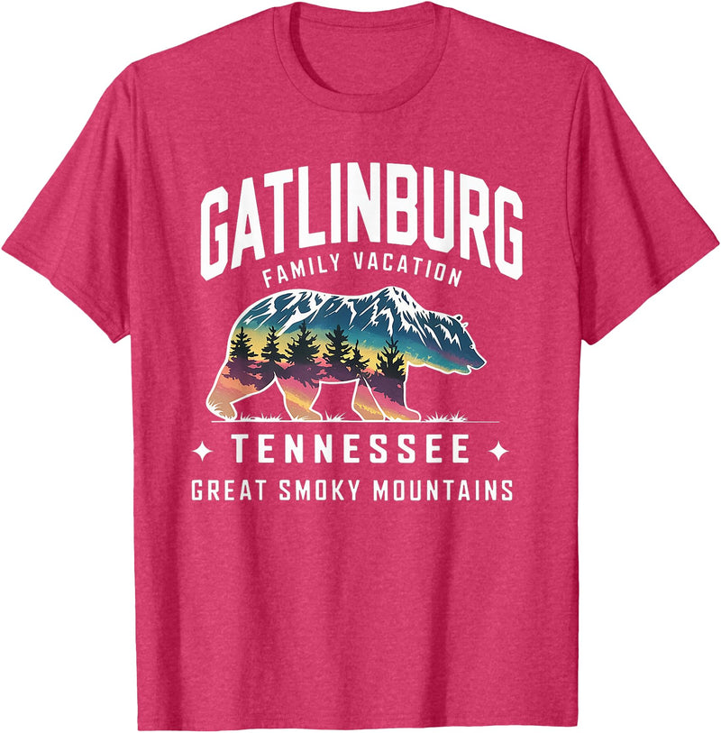 Gatlinburg Family Vacation Tees Family Vacation Mountains Gatlinburg Tennessee Bear Souvenir T-Shirt - Red Heather