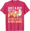 Guinea Pig Gifts for Gamer Co. Just a Boy Who Loves Guinea Pigs and Video Games Gaming T-Shirt - Red Heather
