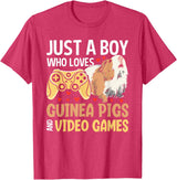 Guinea Pig Gifts for Gamer Co. Just a Boy Who Loves Guinea Pigs and Video Games Gaming T-Shirt - Red Heather