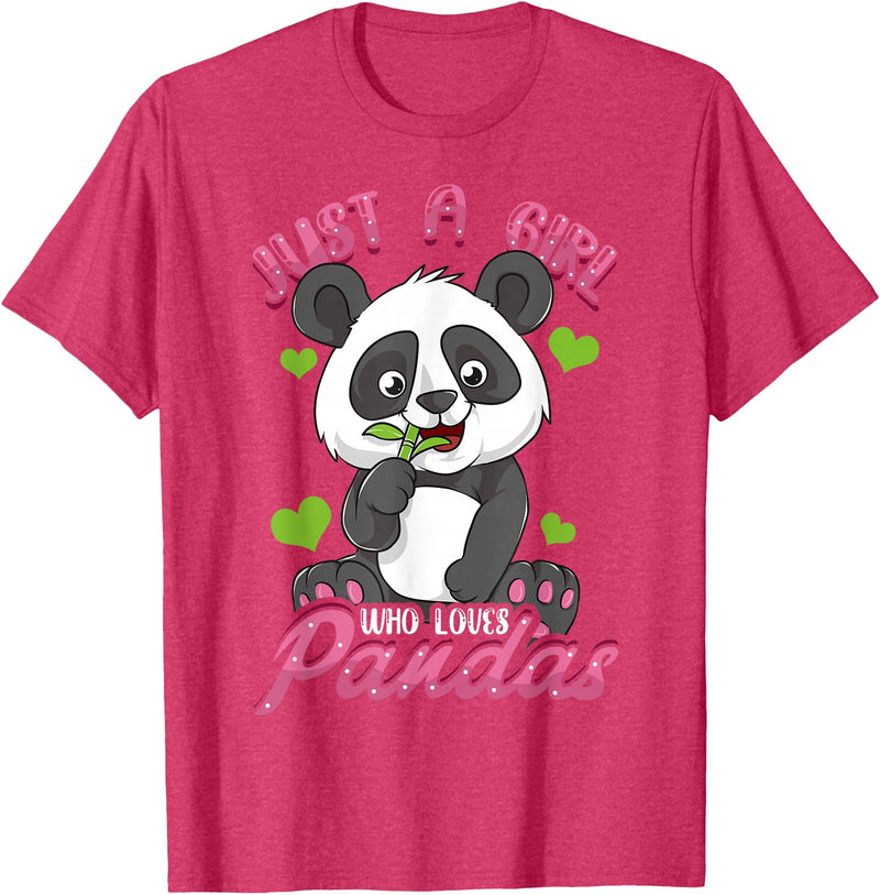 Panda Shirt & Tees Just A Girl Who Loves Pandas Shirt for Girls T-Shirt - Red Heather