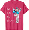 Funny Giraffe Zoo Tall Wildlife Tees & Gifts Get On My Level - Giraffe Glasses Giant Zoo Animal Saying T-Shirt - Red Heather