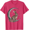 Vintage Bunny on the Moon Cute Goth Easter Rabbit T-Shirt in Red Heather
