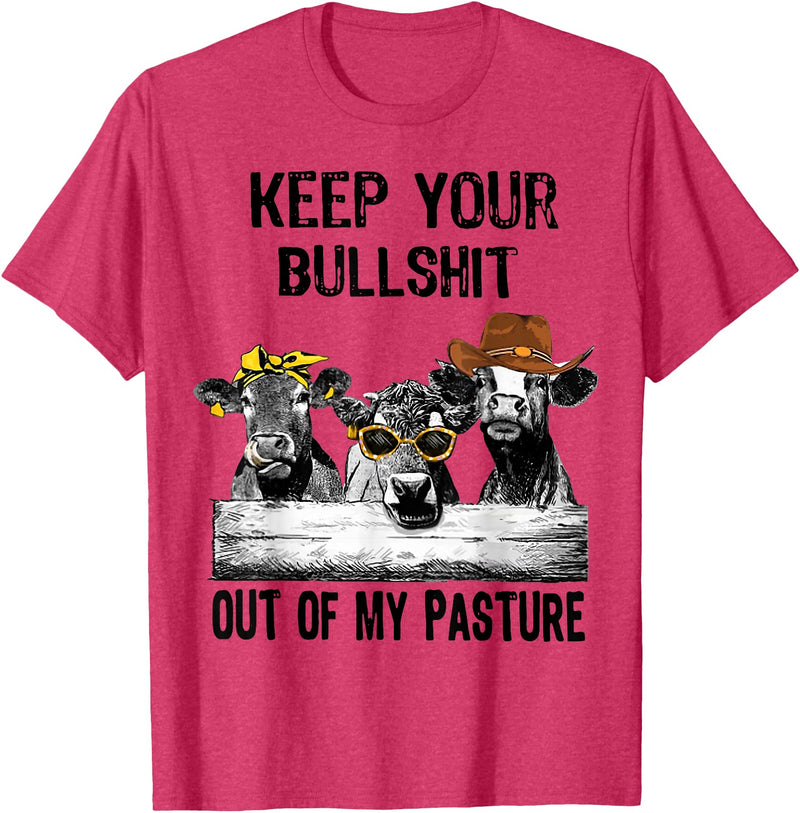 Funny Cow Heifer Shirt TATtee Keep Your Bullshit Out of My Pasture Funny Cow Heifer Shirt T-Shirt - Red Heather