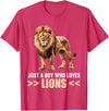 Lions Lion Lovers Shop Just a Boy who loves Lions Lion T-Shirt - Red Heather