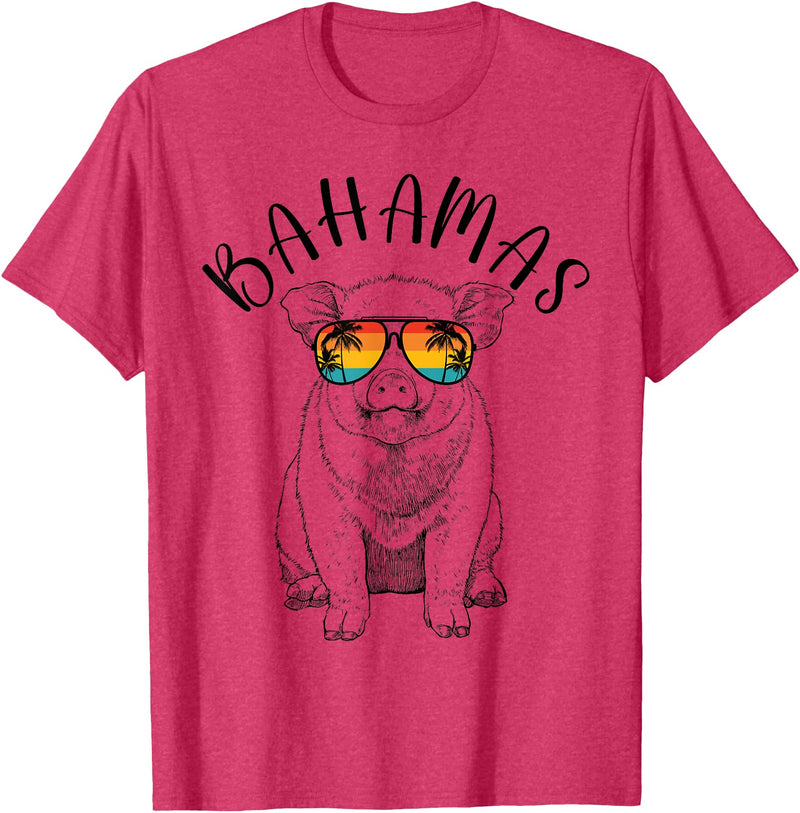 Funny Swimming Pigs It's Better in the Bahamas Bahamas Pig Bahamas Souvenir Family Vacation Trip T-Shirt - Red Heather