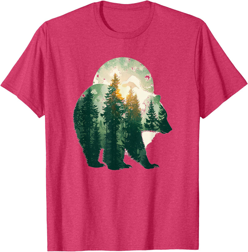 bear outfits for naturelovers and camper green bear double composition nature bears double T-Shirt - Red Heather