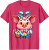 Pig Easter Designs. Easter Pig Bunny Ears Eggs Cute Farm Animal T-Shirt - Red Heather