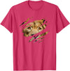 Lion Graphic - Wild Animal Lover Design Lion Outfit - Torn Design Picture Of A Lion's Face T-Shirt - Red Heather