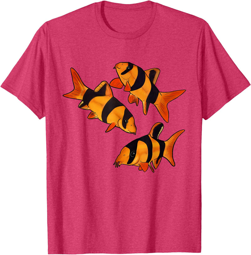Freshwater Fish Fun Clown Loach Fish Aquarium Design-Tiger Botia T-Shirt - Red Heather