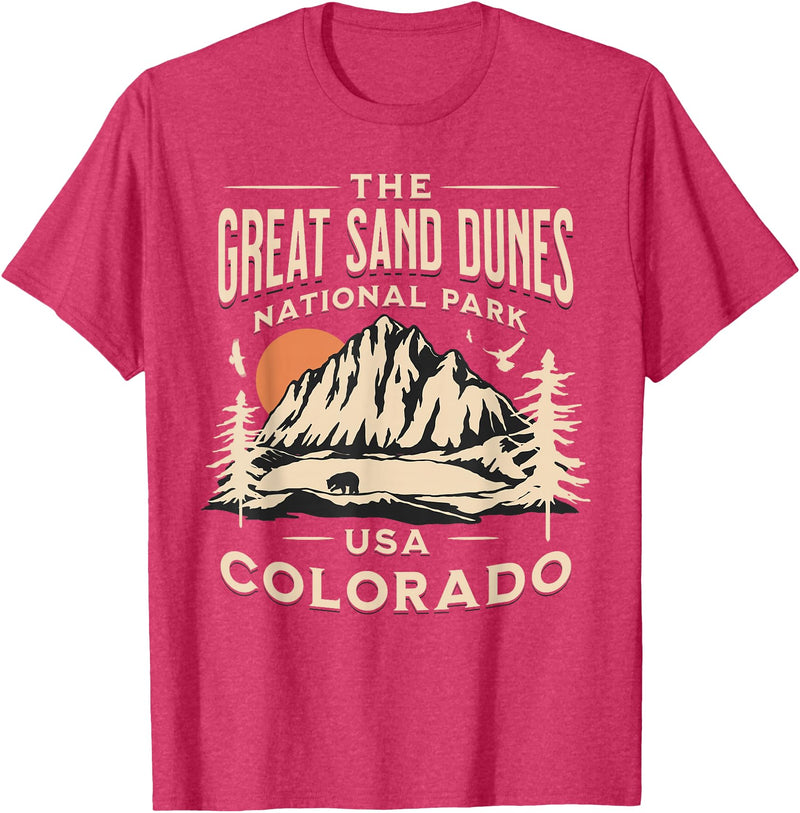 Great Sand Dunes National Park Colorado USA Retro Great Sand Dunes National Park Colorado Hike Outdoors Retro T-Shirt - Red Heather