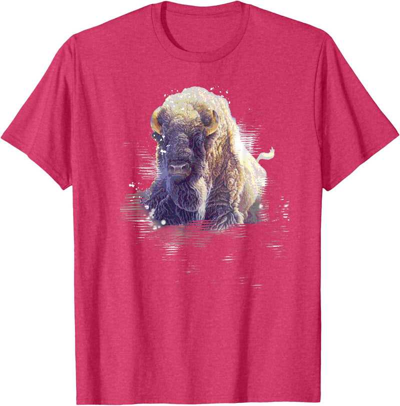 Rocky Mountain Wilderness designs Great Native American White Buffalo Sacred Spirit Animal T-Shirt - Red Heather