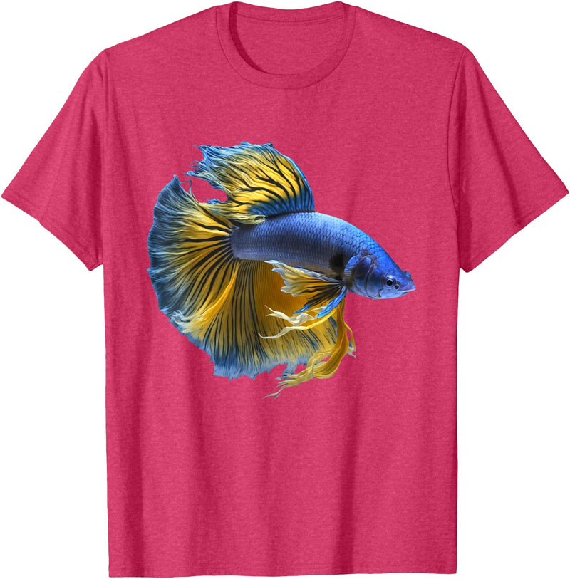 click here for better Fishing tees Yellow & blue Siamese fighting Betta fish Aquarium Owner T-Shirt - Red Heather