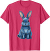 Funny Rabbit Bunny Easter Blue Denim Patchwork Style Animal T-Shirt in Red Heather