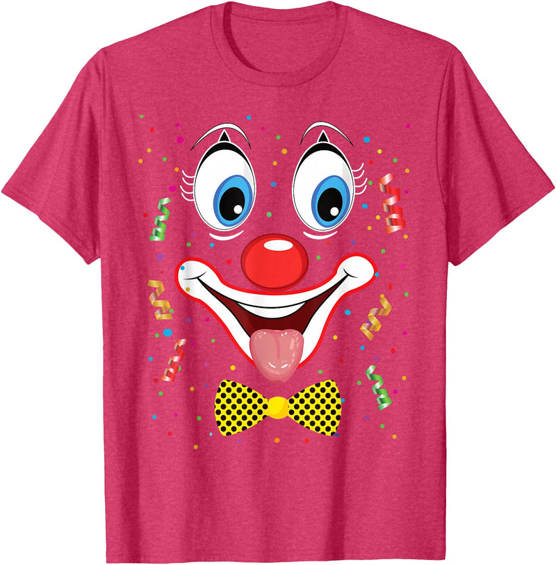 Clown Costume Carnival Halloween Birthday Party Carnival Clown Face Circus Costume Kids Men Women Carnivals T-Shirt - Red