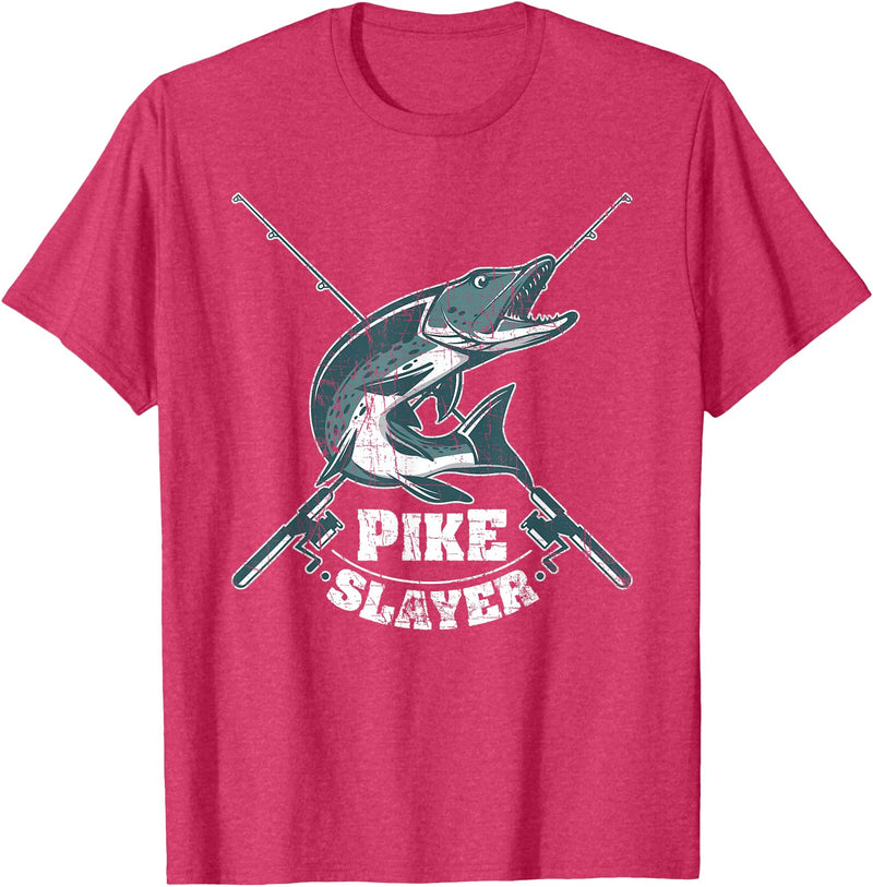 Fishing IM Co Pike Slayer Fishing Fisherman Northern Pike T-Shirt - Red Heather