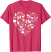 Love Bunnies Funny Rabbit Heart Small T-Shirt in Red Heather