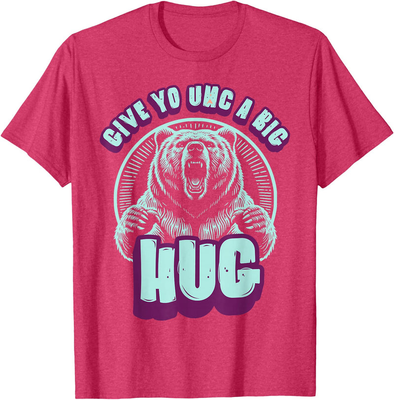 Playful Grizzly Bear s Family Hugs Co. Uncle Grizzly Bear Hug s Give Yo UNC A Big Hug T-Shirt - Red Heather