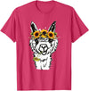 Funny Llama Alpaca Animal Lover Women's Floral Llama Alpaca Funny Graphics T-Shirt - Red Heather