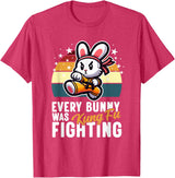 Every Bunny Was Kung Fu Fighting - Funny Rabbit Martial Art T-Shirt in Red Heather