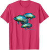 Cichlid Owners Tees Electric Blue Acara Breeders Dwarf Cichlids Aquarium Fish T-Shirt - Red Heather