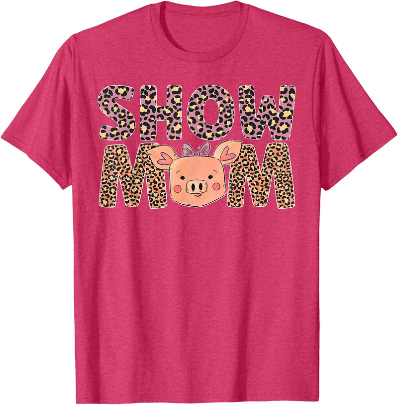 Cute Pig Mother For Pig Owner Pig Momma Pig Show Mom Pig Mom Pig Mama Pig Lover Pig Farmer T-Shirt - Red Heather