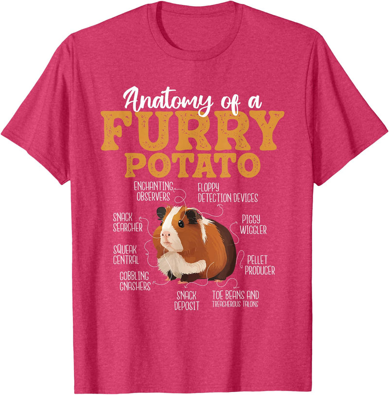 Funny Guinea Pig Shirts Anatomy of A Furry Potato - Guinea Pig Animal Rodent Lover T-Shirt - Red Heather