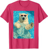 Pool Party Summer Animals Designs Funny Polar Bear with Sunglasses Summer Animal Swimming T-Shirt - Red Heather