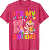 13th Birthday Pig Gift For Boys Girls 13 Years Old Birthday Pig Theme Party It's My 13th Birthday T-Shirt - Red Heather