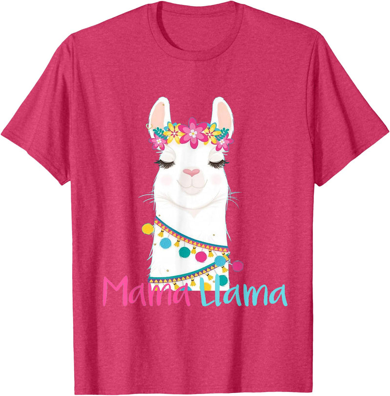 funny Mama Llama tshirt for mother's day Mama Llama Funny Mother's Day Shirt for Women Mom Love Llama T-Shirt - Red Heather