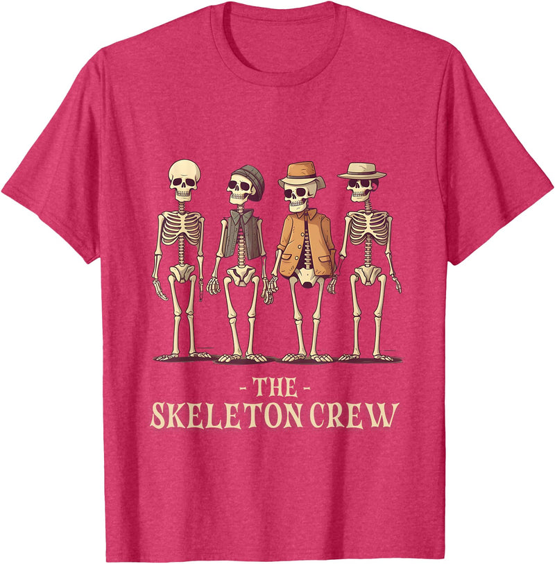 KDR Apparel Funny Men's Halloween Skeleton Crew T-Shirt - Red Heather