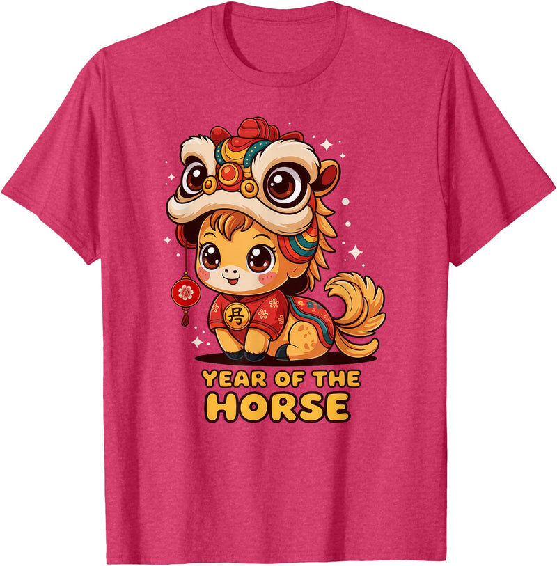 Chinese New Year of The Horse 2026 Lunar t -shir t Chinese New Year of The Horse 2026 Lunar New Year T-Shirt - Red Heather