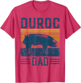 Retro Duroc Farmer Gift for Men Farming Breed - Vintage Duroc Pig Dad T-Shirt - Red Heather
