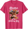 Brother Highland Cow Birthday Girl Brother Of The Birthday Girl Highland Cow Farm Family T-Shirt - Red Heather