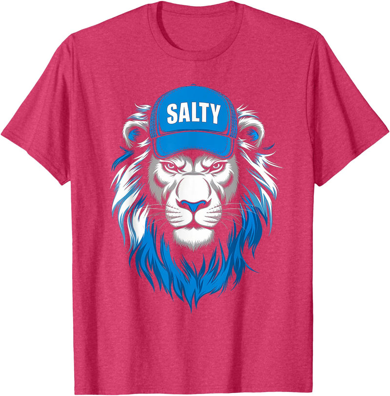 I Liked The Lions Before It Was Cool Tees Blue Lions Salty Wearing Hat Salty Cool Lions Strong Lions T-Shirt - Red Heather