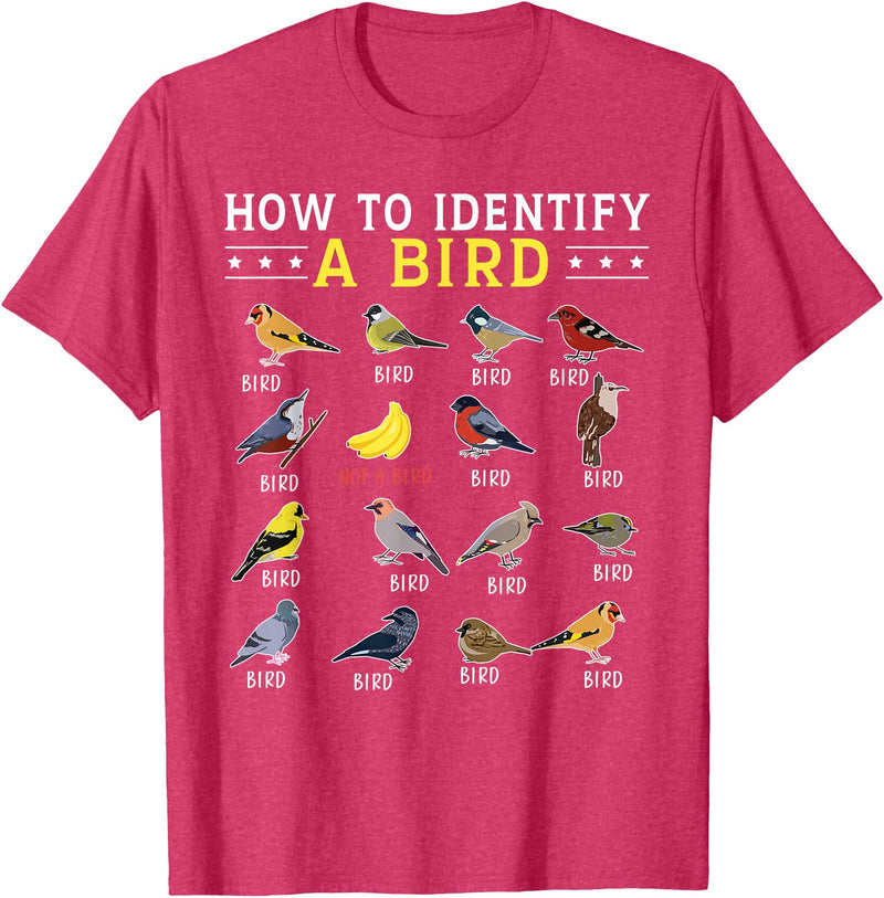 Bird Watching | Birds Lover How to Identify A Bird | Bird Watcher | Bird Lover T-Shirt - Red Heather