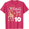 Giraffe Birthday Party by LazyPanda Giraffe 10th Birthday Girl 10 Years Old Giraffe Lover T-Shirt - Red Heather