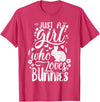 Funny Just a Girl Who Loves Bunnies Cute Rabbit Lover T-Shirt in Red Heather