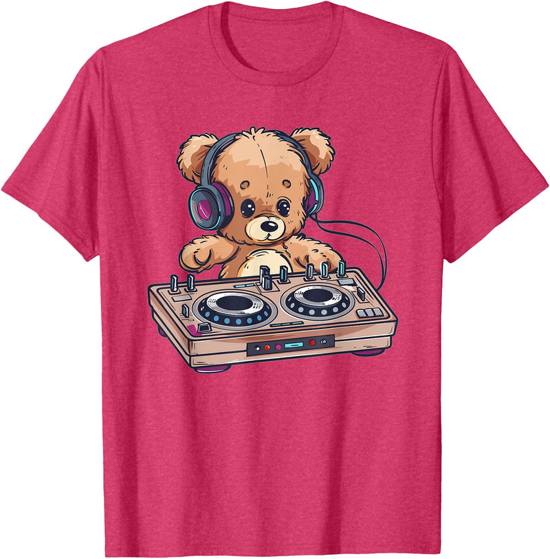 Colorful Teddy Art I Kids Teddy Bear Cute Teddy DJ T-Shirt - Red Heather