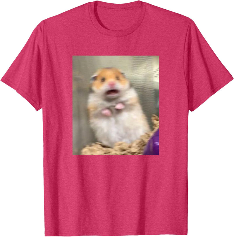 Scared Hamster Meme Funny Pet Owner Dank Trendy T-Shirt - Red Heather