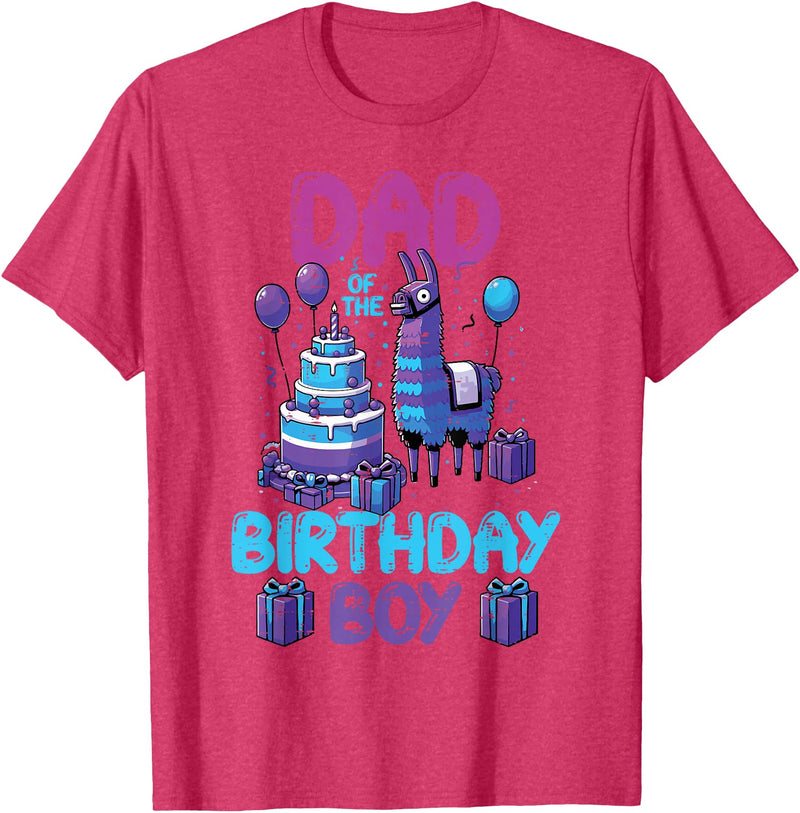 Birthday Party Shirts For Men Women Kids Dad of Birthday Boy Llama Pinata Party Family Matching Men T-Shirt - Red Heather