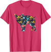 Animal Hog Floral Silhouette Pig Lover Floral Piglet Silhouette Womens Girls Graphic Pig T-Shirt - Red Heather
