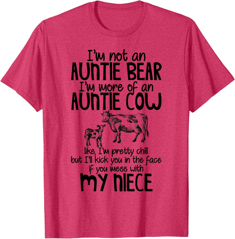 I'm Not An Auntie Bear I'm More Of An Auntie Cow T-Shirt - Red Heather