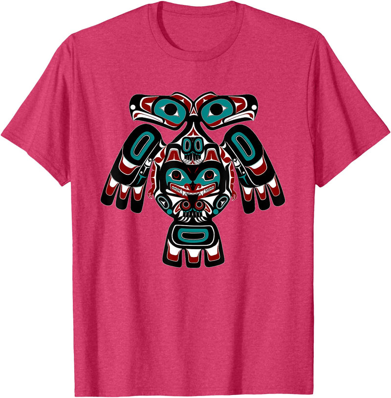Tribal America Alaska Native American Indian Tlingit Eagle Bear Clan Spirit T-Shirt - Red Heather