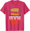 BBQ Season Smoke Meat Dad Grill Gifts Funny Saying Roasted Pig Rotisserie Pork Lover Food Pun Tee T-Shirt - Red Heather