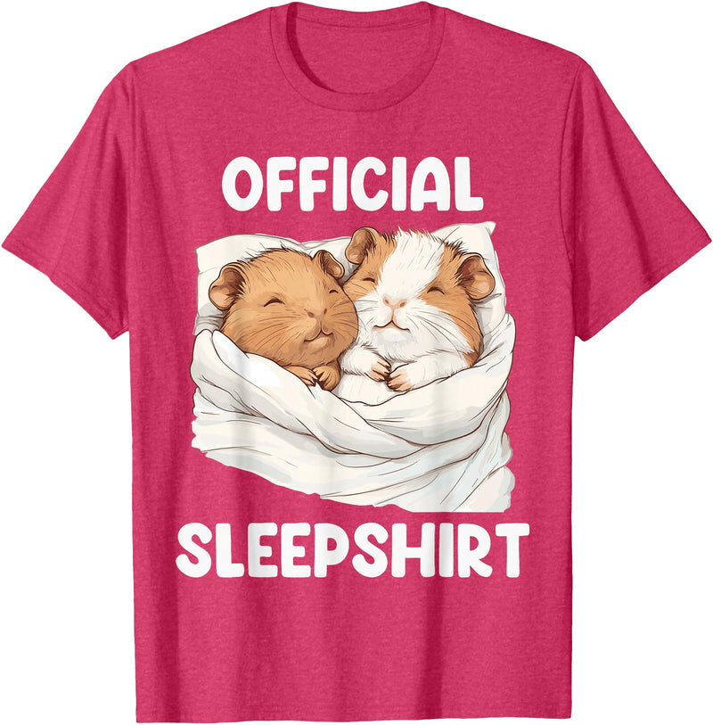 Cute Sleeping Guinea Pigs Pajama Official Sleepshirt Sleeping Guinea Pig Animal Lovers Pajama T-Shirt - Red Heather