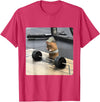 Hamster Deadlift Training Funny Cute Rat Weightlifting Meme T-Shirt - Red Heather