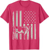 American Bull Riding Cowboy 4th of July USA Flag Proud Patriotic Cattle Bull Cow Farmer Lover American Flag T-Shirt - Red