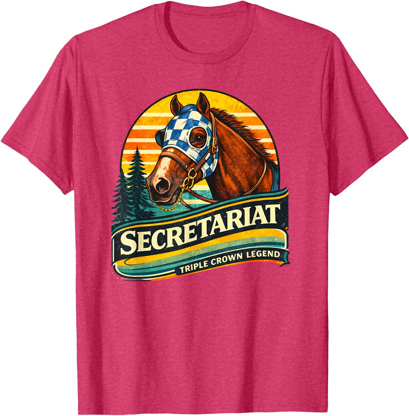 Legends Of Racing Ltd. Secretariat Horse, Horse Racing, Santa Anita, Del Mar, Horse T-Shirt - Red Heather